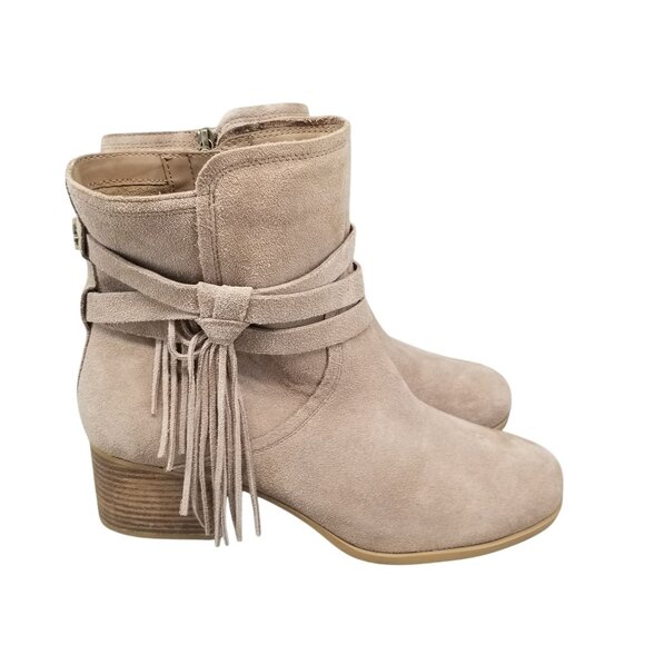 UGG Shoes Womens Size 12 Koolaburra Tan Suede Side Zip Tassel Ankle Booties - Picture 5 of 12